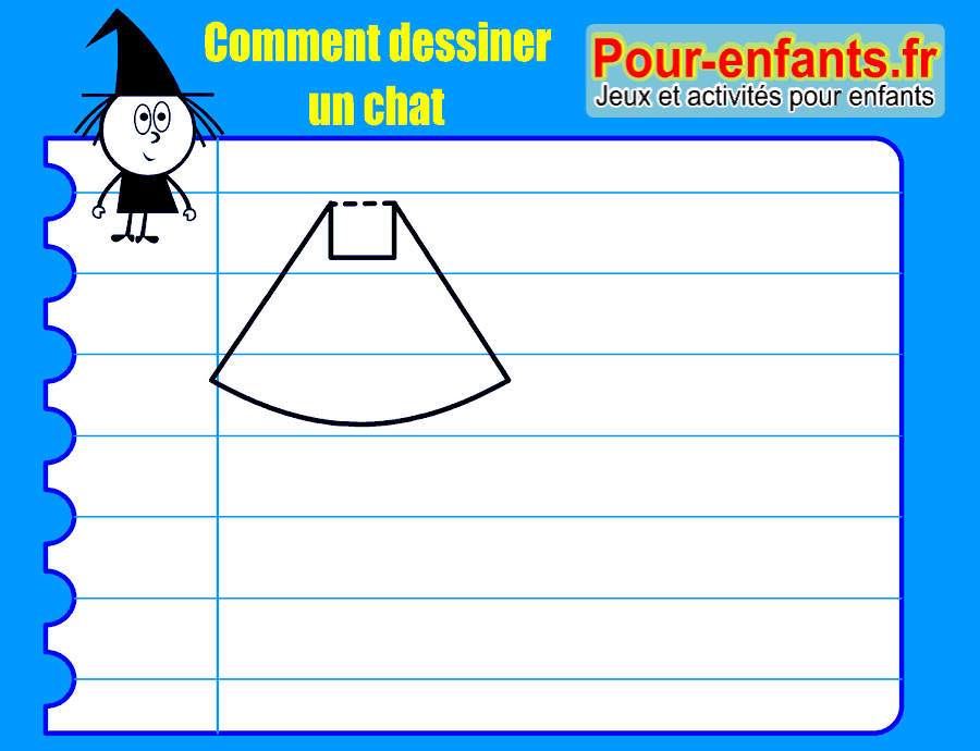 Dessiner un chat, étape 2 : un petit rectangle au sommet de la tête pour les oreilles